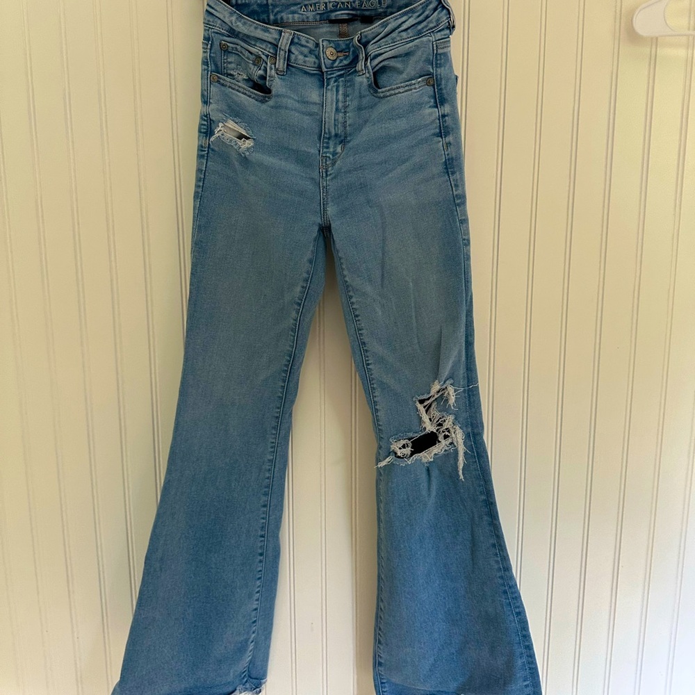American Eagle Outfitters Blue Flare Wide Leg Jeans